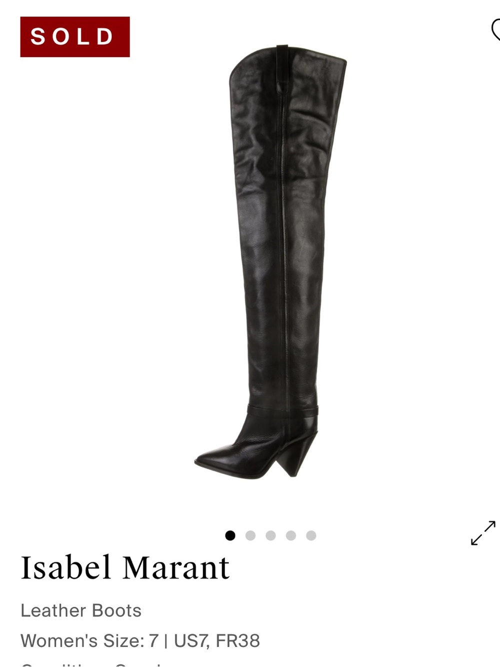 Women’s Black Over-the-Knee Leather Heeled Boots - Picture 5 of 8